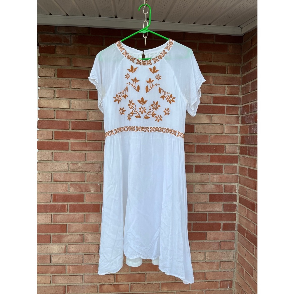 White and Gold Embroidered Dress